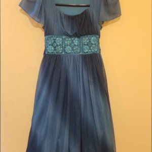 My Michelle Glitter Blue/Teal Dress sz 14